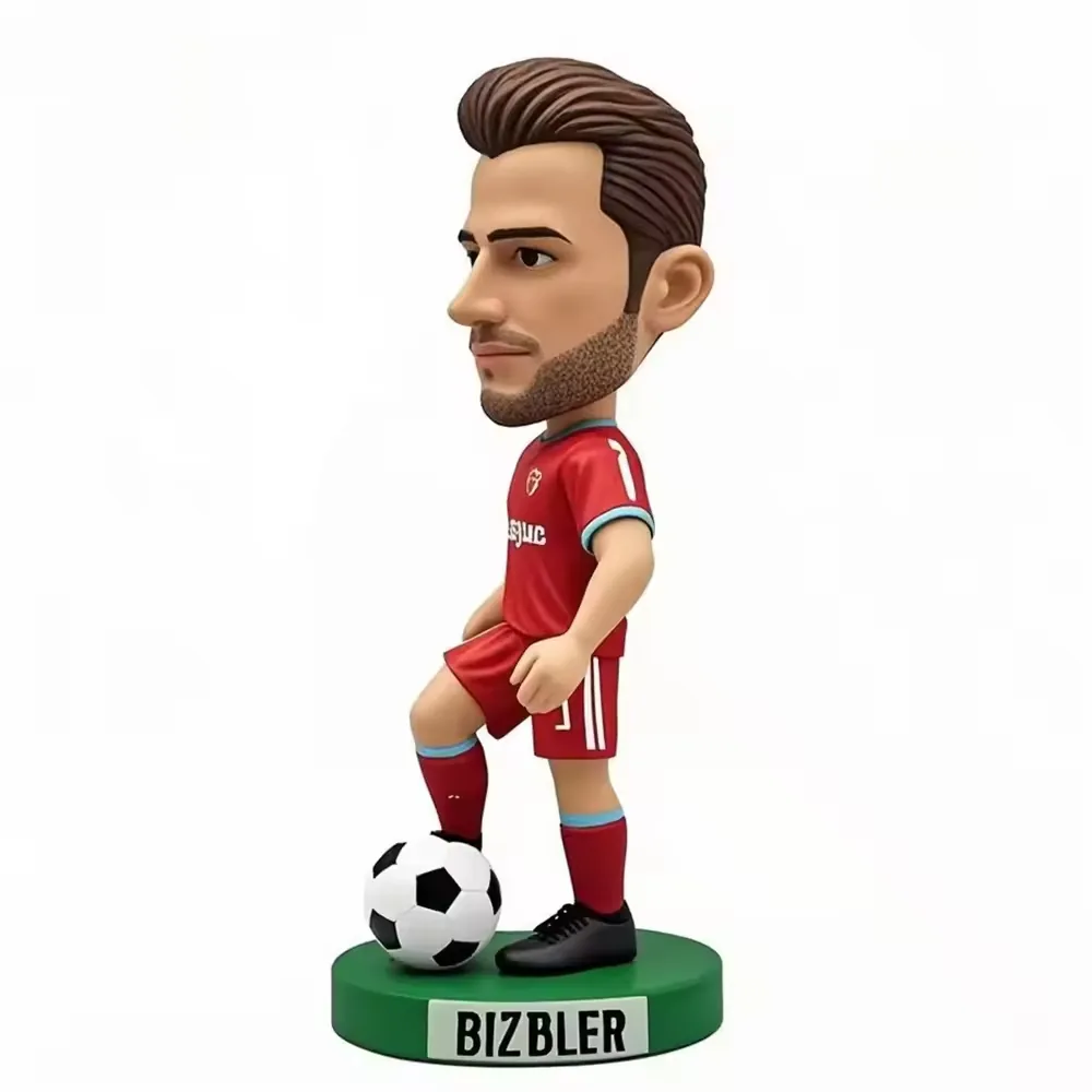 Football star resin figurine display image showing hand-painted finish and compact indoor tabletop scale