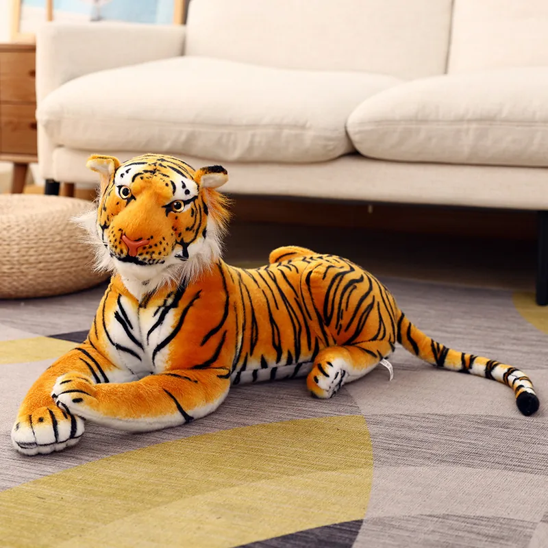 Realistic tiger plush doll displayed as a wildlife gift plush for zoo and themed retail
