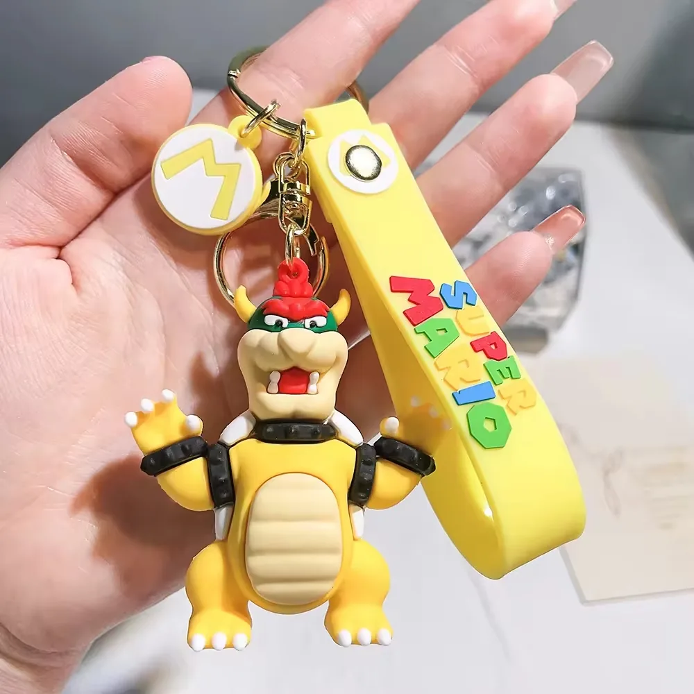 Personaje adicional de llavero PVC de Super Mario Bros con estilo cartoon 3D moldeado y anilla de colgado