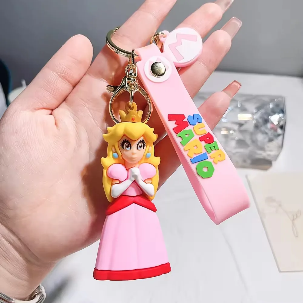 Personaje adicional de llavero PVC de Super Mario Bros con acabado de goma blanda y aro partido